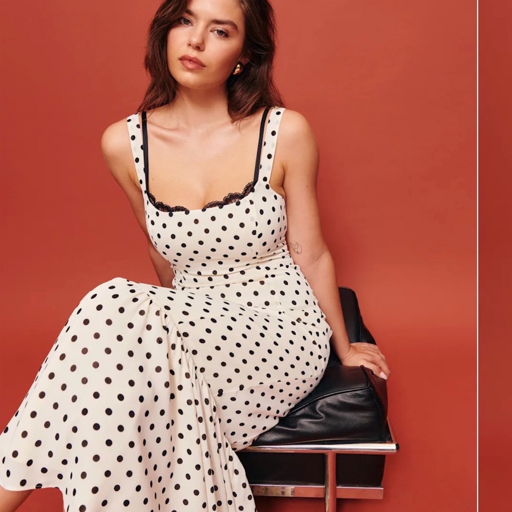 Reformation Black and White Polka Dot Dress - worn once, like new